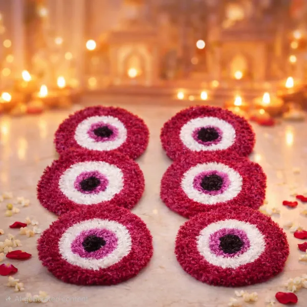 Pcrafts_Feather_Wool_Red_Evil_Eye_Design_Rangoli_Mats_(6_Inch)_Floor_Decor_For_Entrance,_Staircase_&_Home_Decoration_|_Pack_Of_6