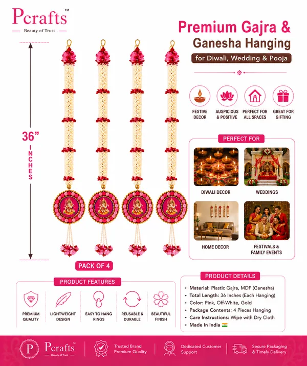 Pcrafts_Premium_Gajra_&_Ganesha_Hanging_|_36_Inch_Festive_Decorative_Hanging_For_Door,_Wall,_Balcony_&_Entrance_Decor_(Pack_Of_4)
