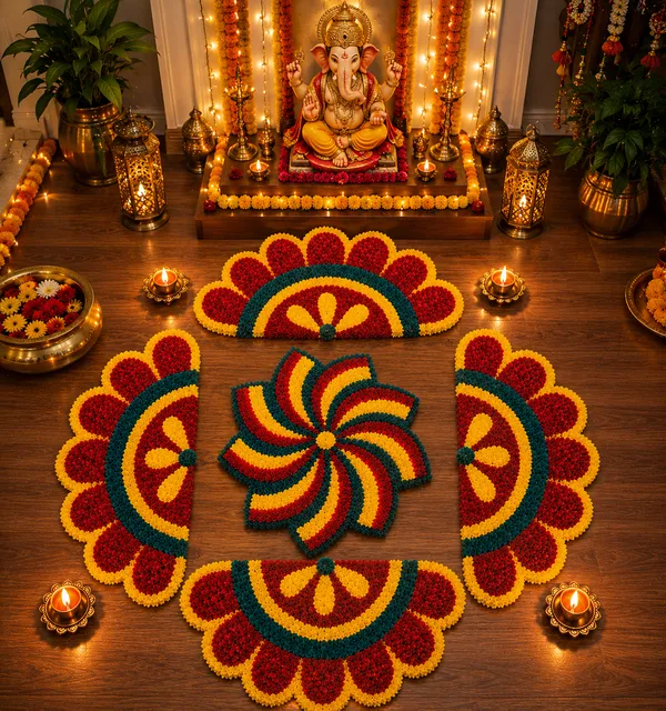 Pcrafts_Red_Premium_Feather_Wool_Rangoli_Mat_Set_Of_5_Pieces_For_Diwali_Decoration_|_Washable_Reusable_Floor_Rangoli_|_Home_Entrance,_Ganpati,_Pooja_&_Housewarming_Decor