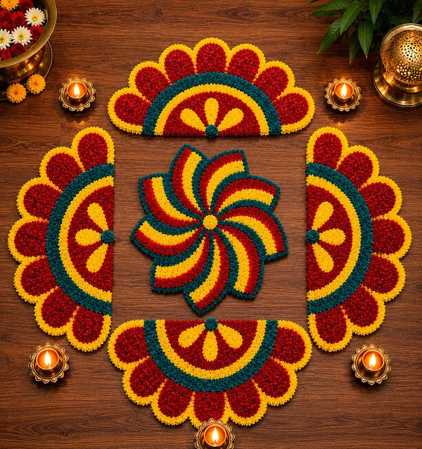 Pcrafts_Red_Premium_Feather_Wool_Rangoli_Mat_Set_Of_5_Pieces_For_Diwali_Decoration_|_Washable_Reusable_Floor_Rangoli_|_Home_Entrance,_Ganpati,_Pooja_&_Housewarming_Decor