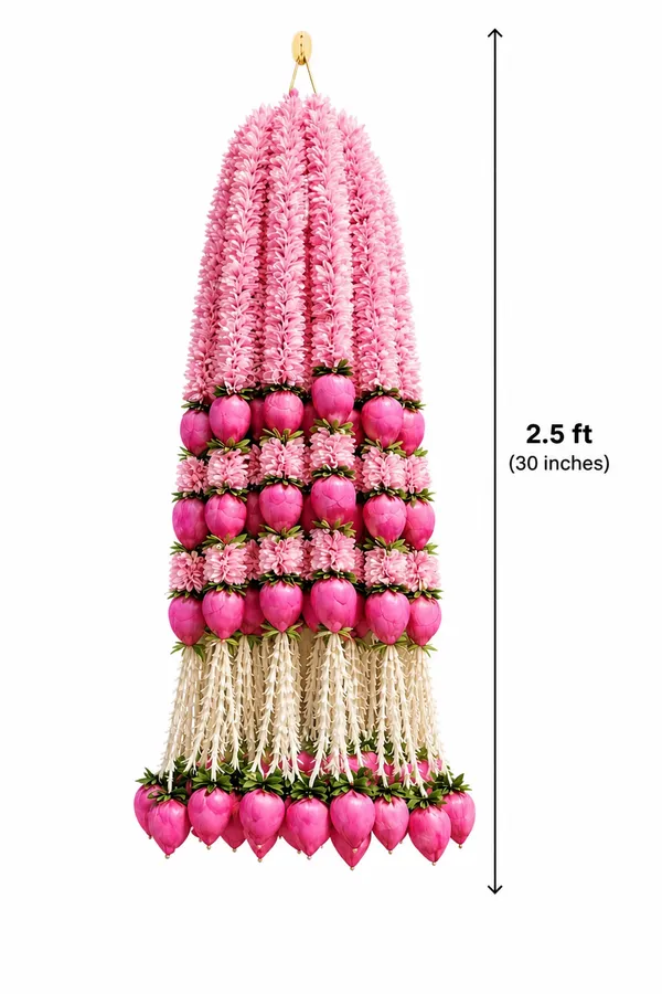 Pcrafts_Pink_Gajra_&_Lotus_Bud_Hanging_2.5_Ft_Festive_Diwali,_Wedding_&_Home_Decoration