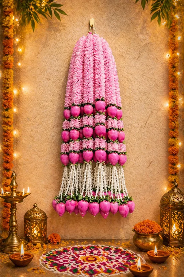 Pcrafts_Pink_Gajra_&_Lotus_Bud_Hanging_2.5_Ft_Festive_Diwali,_Wedding_&_Home_Decoration