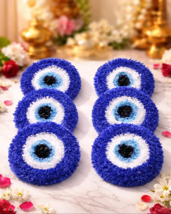 Pcrafts_Feather_Wool_Blue_Evil_Eye_Design_Rangoli_Mats_(6_Inch)_Floor_Decor_For_Entrance,_Staircase_&_Home_Decoration_|_Pack_Of_6