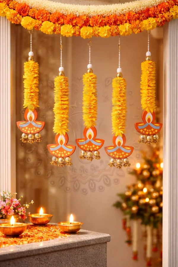 Pcrafts_Artificial_Yellow_Gajra_Diya_Hanging_|_18_Inch_Festive_Wall_&_Entrance_Decoration_For_Diwali,_Pooja_&_Wedding_Decor_(Pack_Of_5)