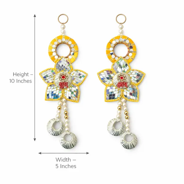 Metal_Pearl_Festive_Shubh_Labh_Mirror_Work_Door_Hanging