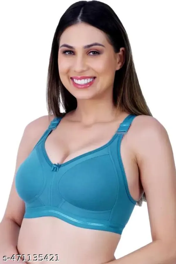 Blue_Cotton_Non_Padded_Wire_Free_Full_Coverage_Bra_For_Women