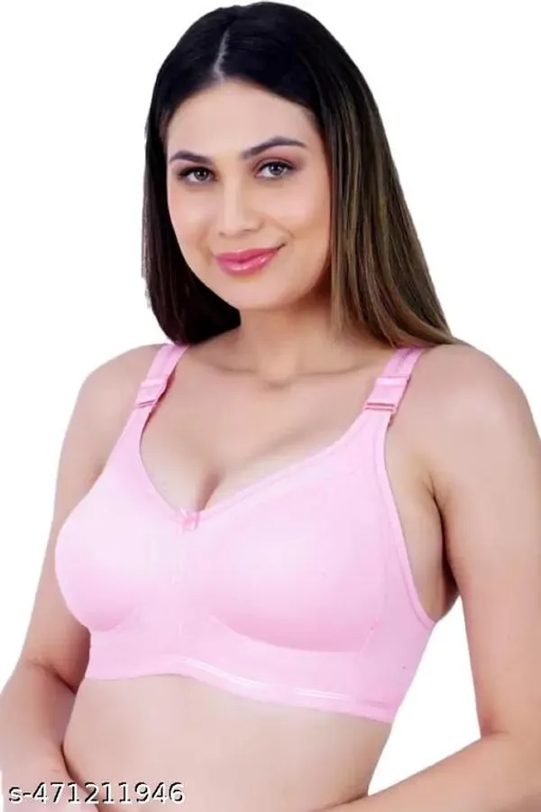 Pink_Cotton_Non_Padded_Wire_Free_Full_Coverage_Bra_For_Women