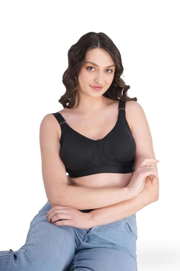 Black_Cotton_Non_Padded_Wire_Free_Full_Coverage_Bra_For_Women