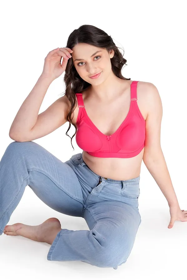 Red_Cotton_Non_Padded_Wire_Free_Full_Coverage_Bra_For_Women
