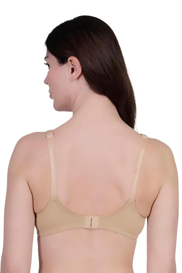 Beige_Cotton_Non_Padded_Wire_Free_Bra_For_Women