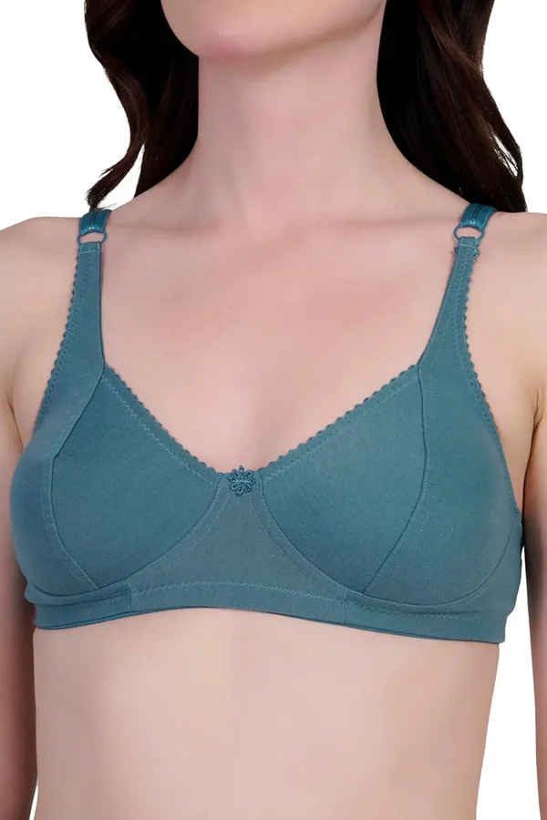 Peacock_Blue_Cotton_Non_Padded_Wire_Free_Bra_For_Women