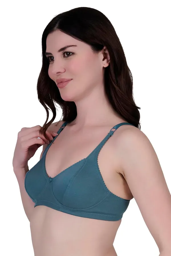 Peacock_Blue_Cotton_Non_Padded_Wire_Free_Bra_For_Women