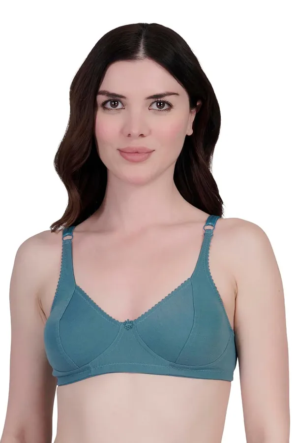 Peacock_Blue_Cotton_Non_Padded_Wire_Free_Bra_For_Women