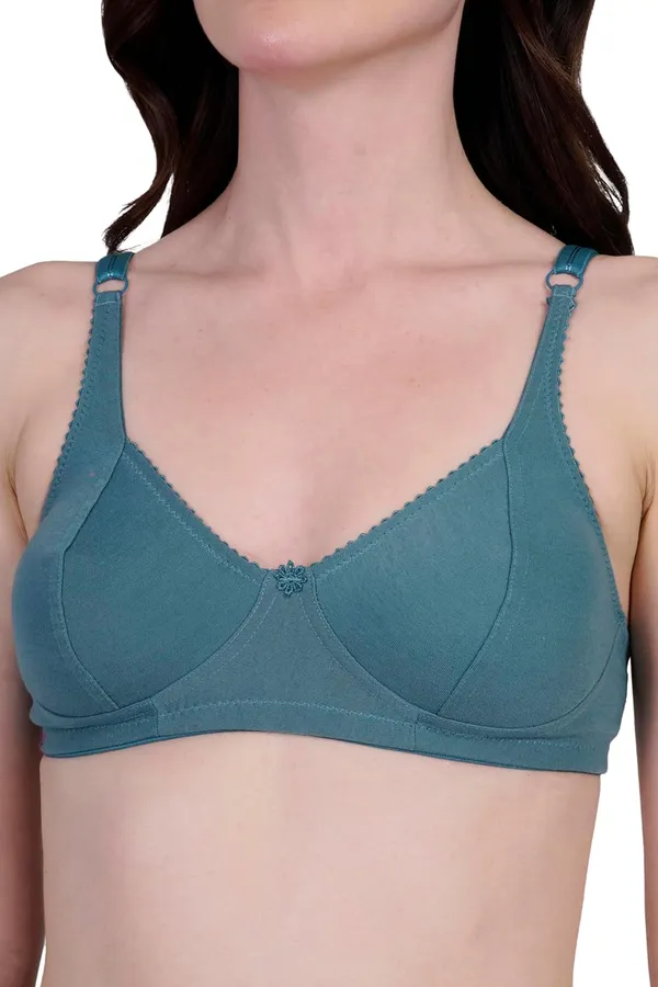Peacock_Blue_Cotton_Non_Padded_Wire_Free_Bra_For_Women