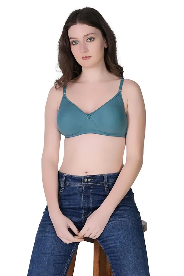 Peacock_Blue_Cotton_Non_Padded_Wire_Free_Bra_For_Women
