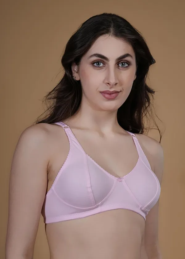 Pink_Cotton_Non_Padded_Wire_Free_Bra_For_Women