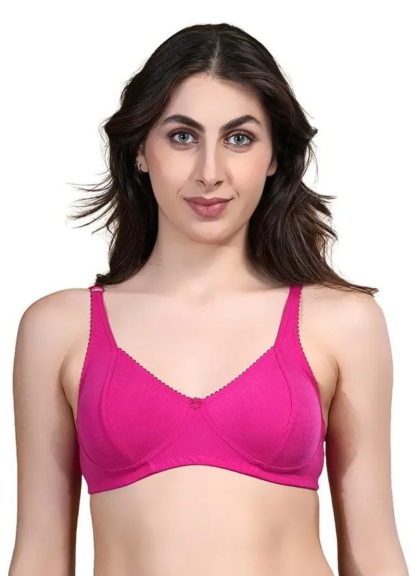 Pink_Cotton_Non_Padded_Wire_Free_Bra_For_Women