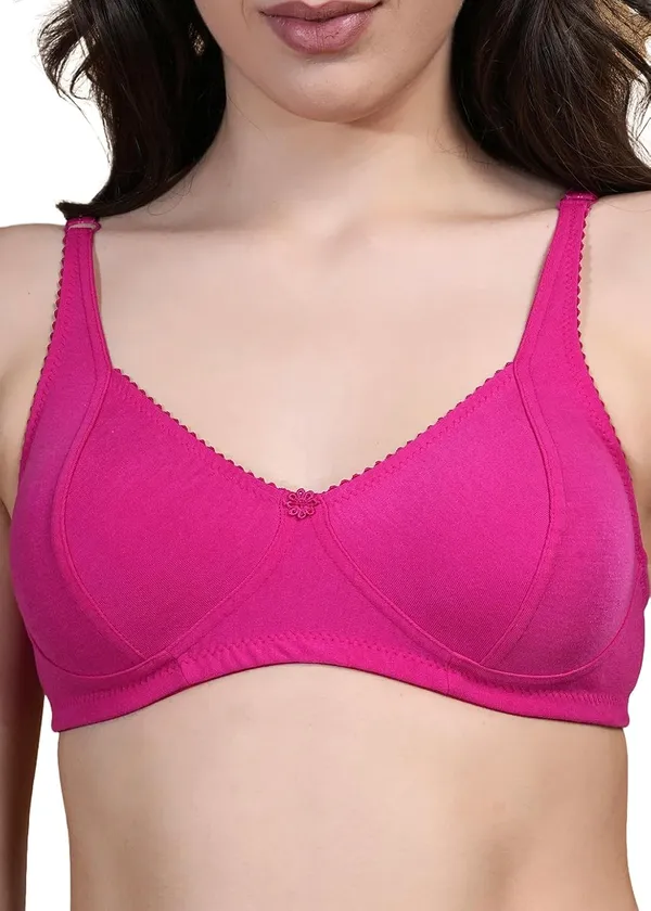 Pink_Cotton_Non_Padded_Wire_Free_Bra_For_Women