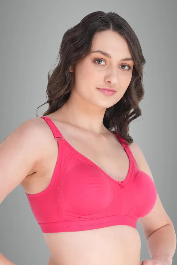 Red_Cotton_Non_Padded_Wire_Free_Full_Coverage_Bra_For_Women