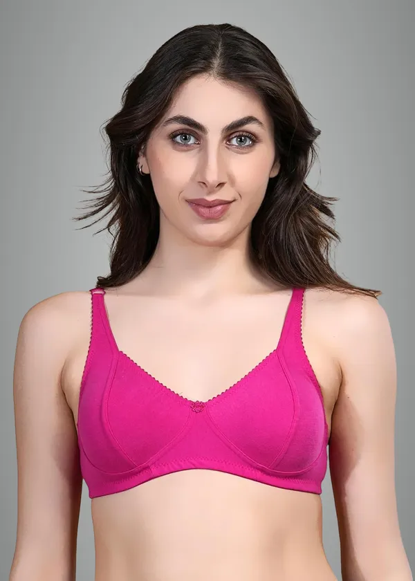 Pink_Cotton_Non_Padded_Wire_Free_Bra_For_Women