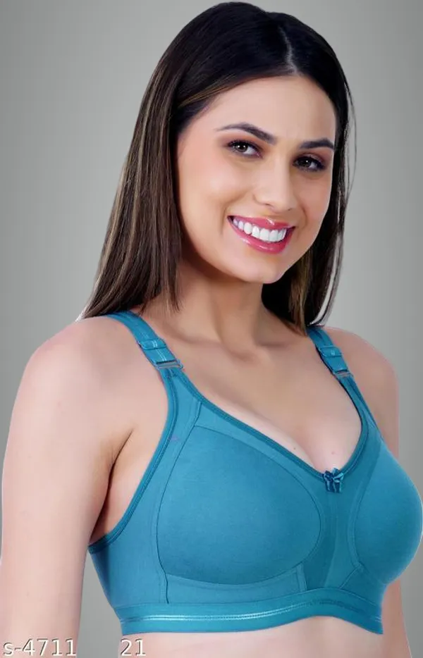 Blue_Cotton_Non_Padded_Wire_Free_Full_Coverage_Bra_For_Women