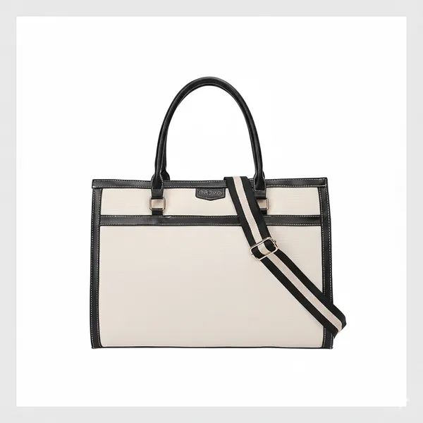 Off_White_And_Black_Polyurethane_(Pu)_Premium_Handbag_For_Women_By_Mady_Fashion