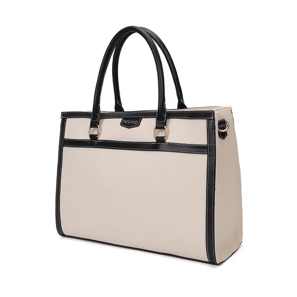 Off_White_And_Black_Polyurethane_(Pu)_Premium_Handbag_For_Women_By_Mady_Fashion