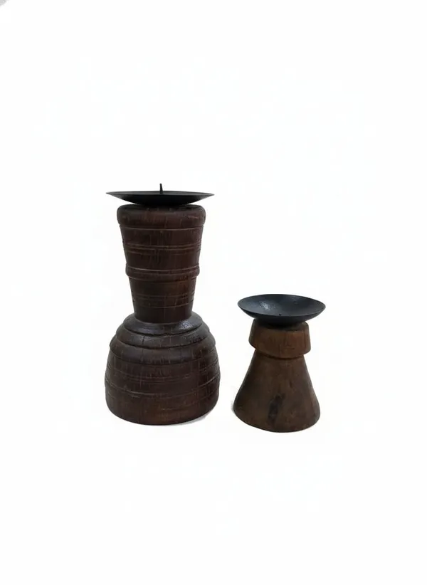 Set_of_2_Dark_Brown_Mango_Wood_Moksha_Candle_Stands_For_Entryway_&_Utility_Use