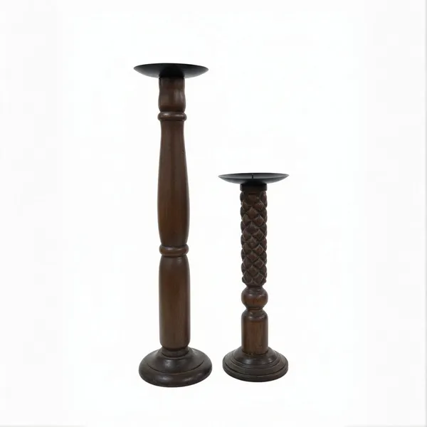 Set_of_2_Brown_Mango_Wood_Moksha_Candle_Stands_For_Entryway_&_Utility_Use