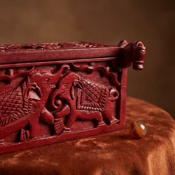 Red_Teak_Wood_Panchtantra_Carved_Vanity_Box_For_Living_Room_Furniture