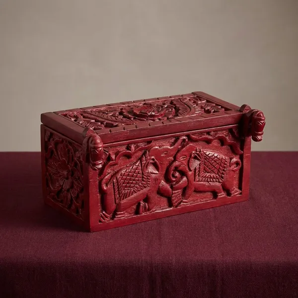 Red_Teak_Wood_Panchtantra_Carved_Vanity_Box_For_Living_Room_Furniture