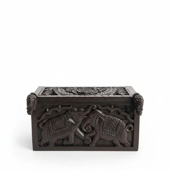 Dark_Brown_Teak_Wood_Panchtantra_Carved_Vanity_Box_For_Living_Room_Furniture