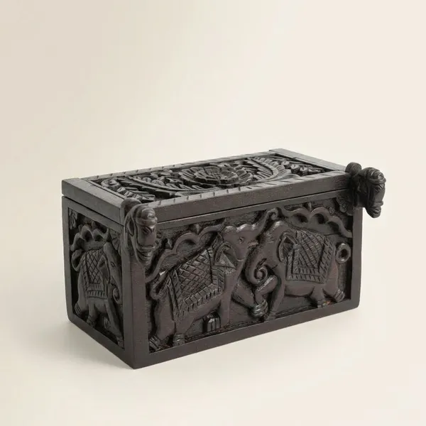 Dark_Brown_Teak_Wood_Panchtantra_Carved_Vanity_Box_For_Living_Room_Furniture