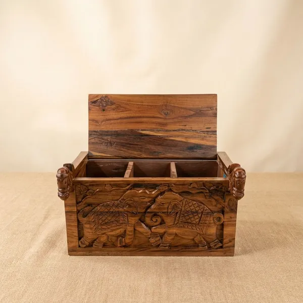 Brown_Teak_Wood_Panchtantra_Carved_Vanity_Box_For_Living_Room_Furniture