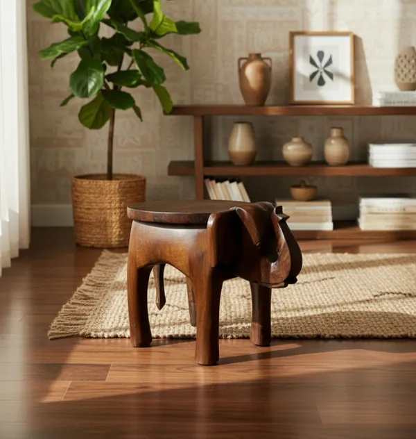 Dark_Brown_Mango_Wood_Gajadhar_Elephant_Carved_Stool_For_Kitchen_Storage