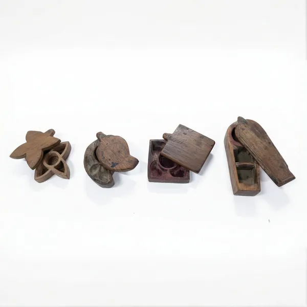 Set_of_4_Brown_Teak_Wood_Kumkum_Tilak_Box_For_Living_Room_Furniture