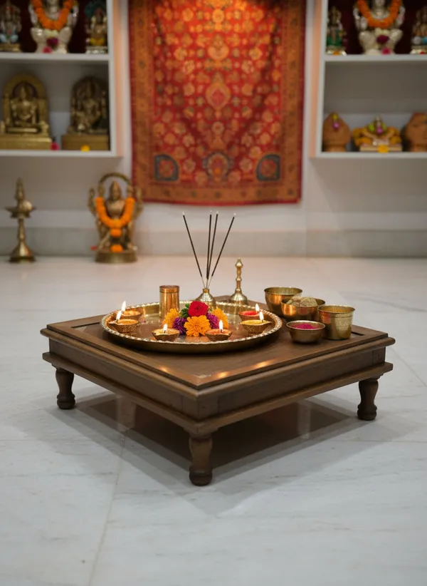 Brown_Mango_Wood_Bajot_Chowki_Floor_Pedestal_For_Home_Decor_&_Puja_Use
