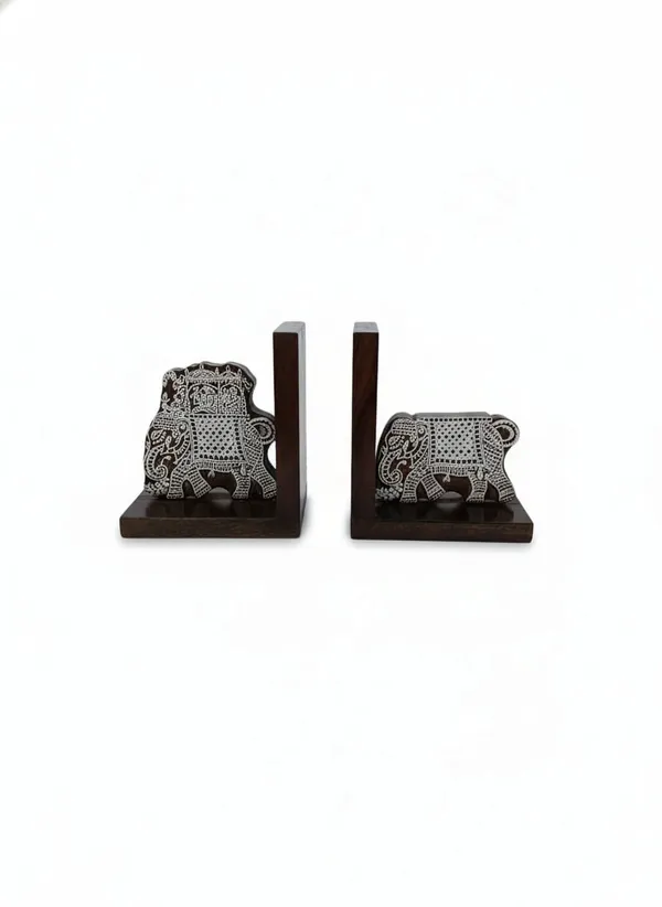 Brown_Mango_Wood_Gajraj_Wooden_Bookends_For_Home_Decor