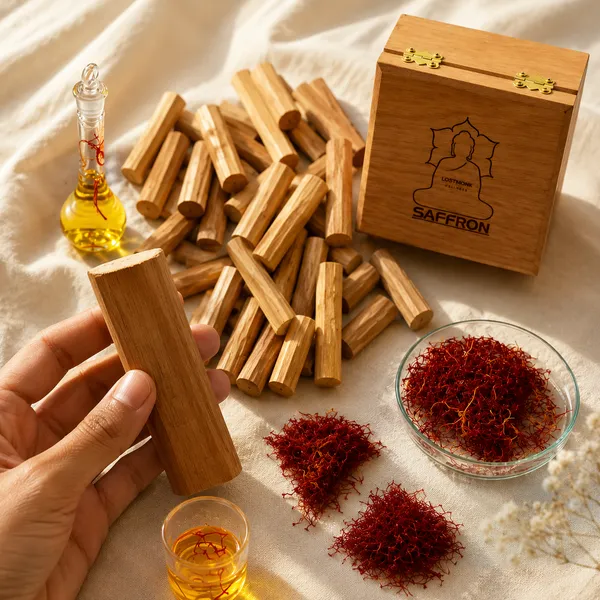 Pure_White_Sandalwood_Heartwood_Stick__50_Gm__And_Saffron_Pure_Organic_Kashmiri_1_Gm_Combo_