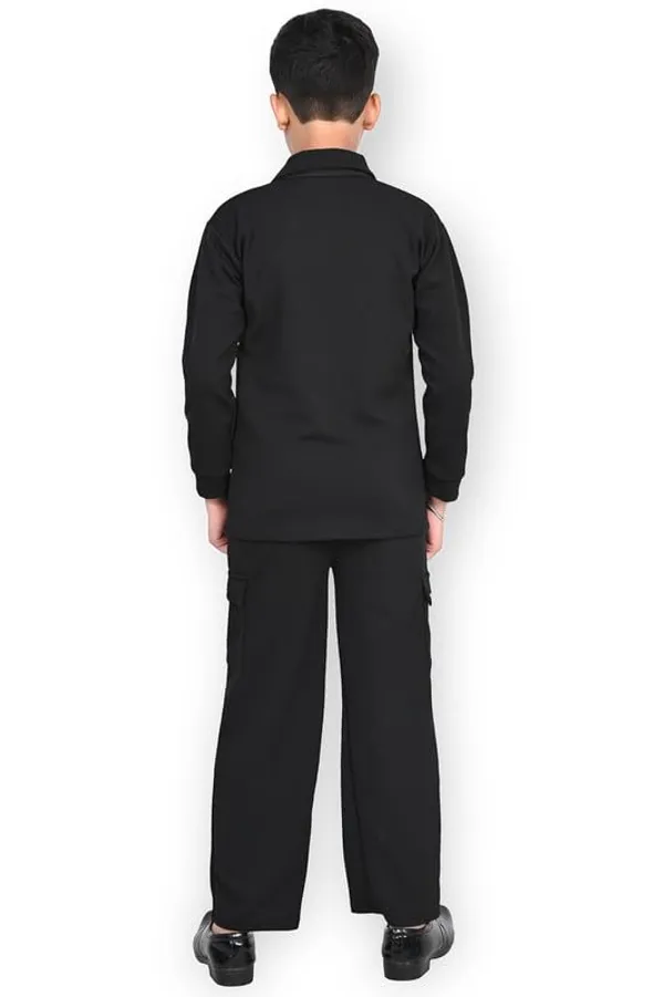 Black_Jacquard_Premium_Shirt_And_Trouser_Set_For_Kids_Boy