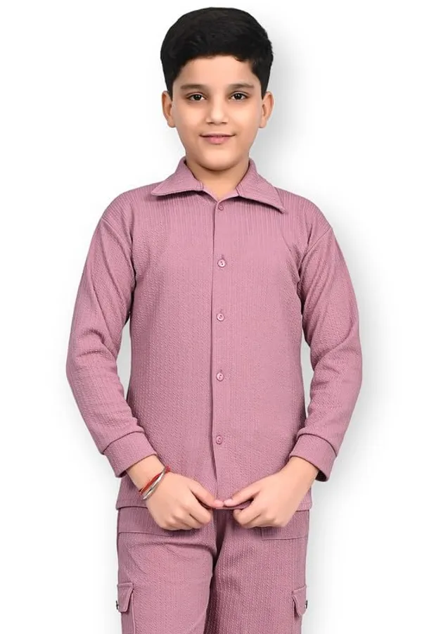 Pink_Jacquard_Premium_Shirt_And_Trouser_Set_For_Kids_Boy