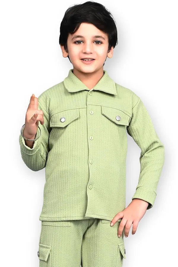 Green_Jacquard_Premium_Shirt_And_Trouser_Set_For_Kids_Boy