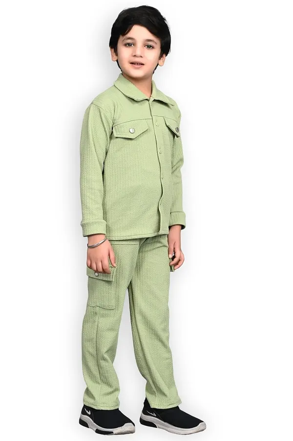 Green_Jacquard_Premium_Shirt_And_Trouser_Set_For_Kids_Boy