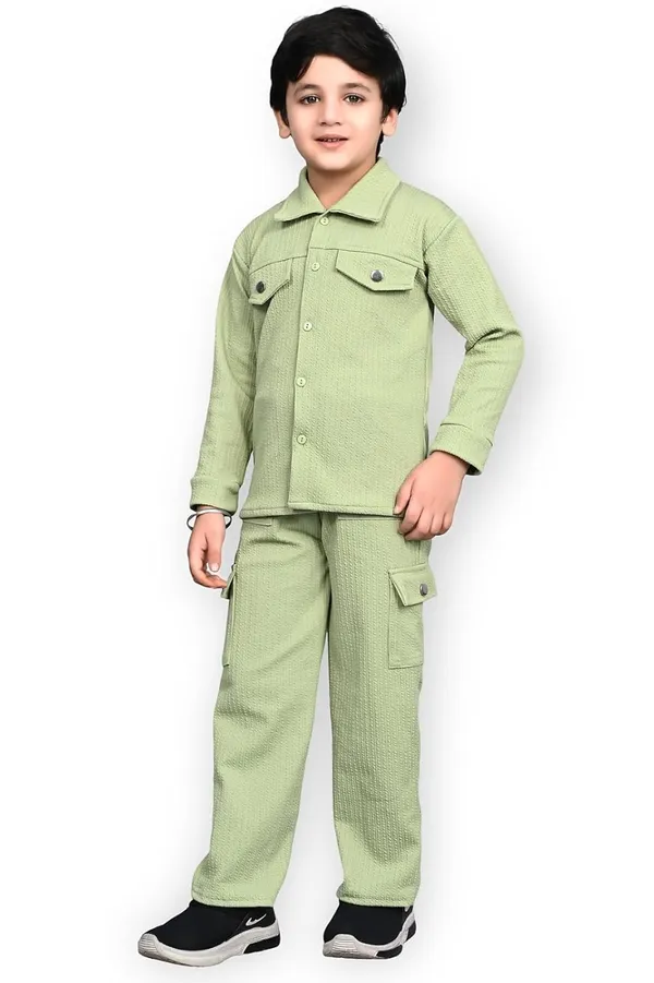 Green_Jacquard_Premium_Shirt_And_Trouser_Set_For_Kids_Boy