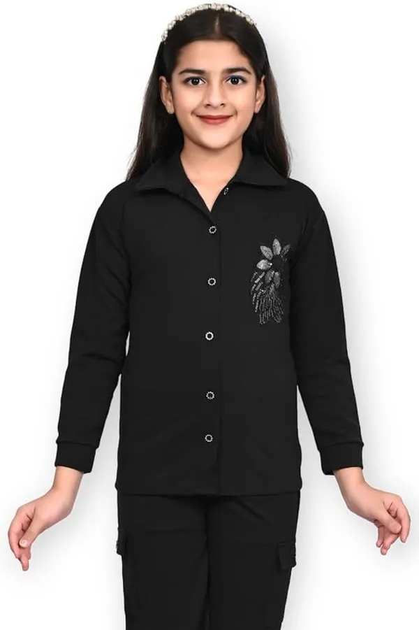 Black_Jacquard_Premium_Shirt_And_Trouser_Set_For_Girls_Kids