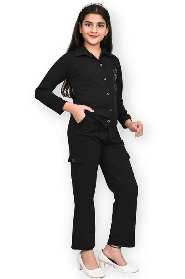 Black_Jacquard_Premium_Shirt_And_Trouser_Set_For_Girls_Kids
