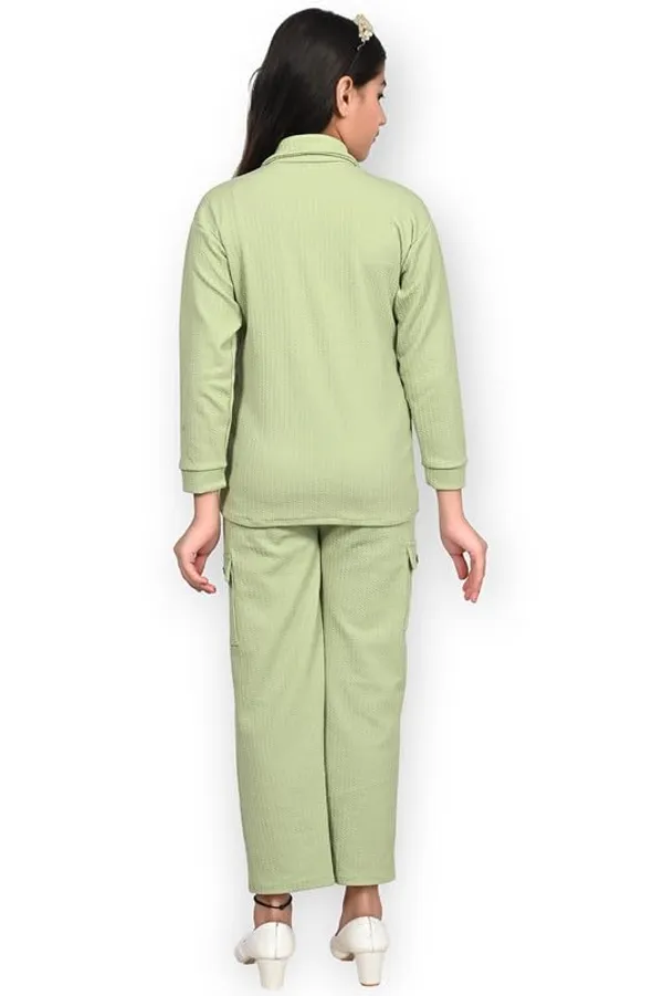 Lightgreen_Jacquard_Premium_Shirt_And_Trouser_Set_For_Girls_Kids