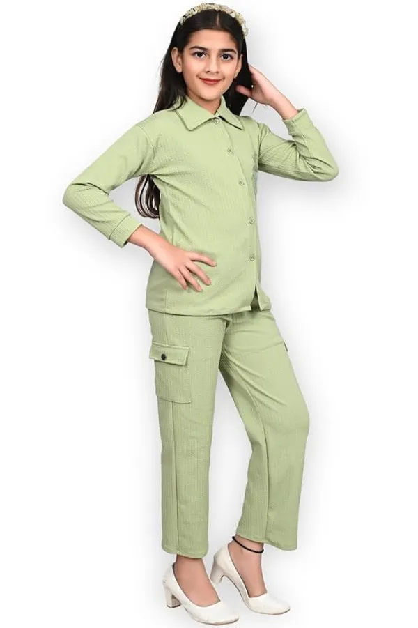 Lightgreen_Jacquard_Premium_Shirt_And_Trouser_Set_For_Girls_Kids