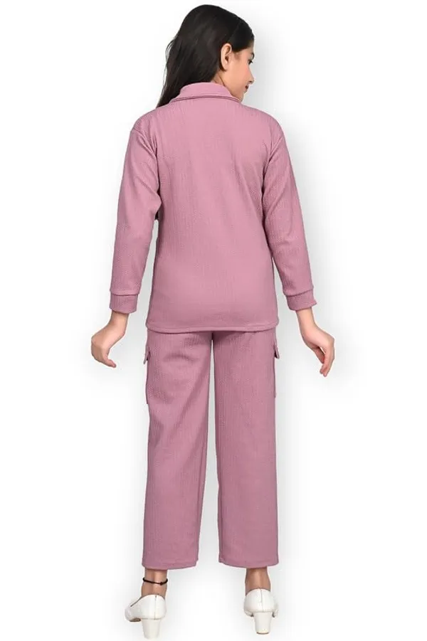 Pink_Jacquard_Premium_Shirt_And_Trouser_Set_For_Girls_Kids