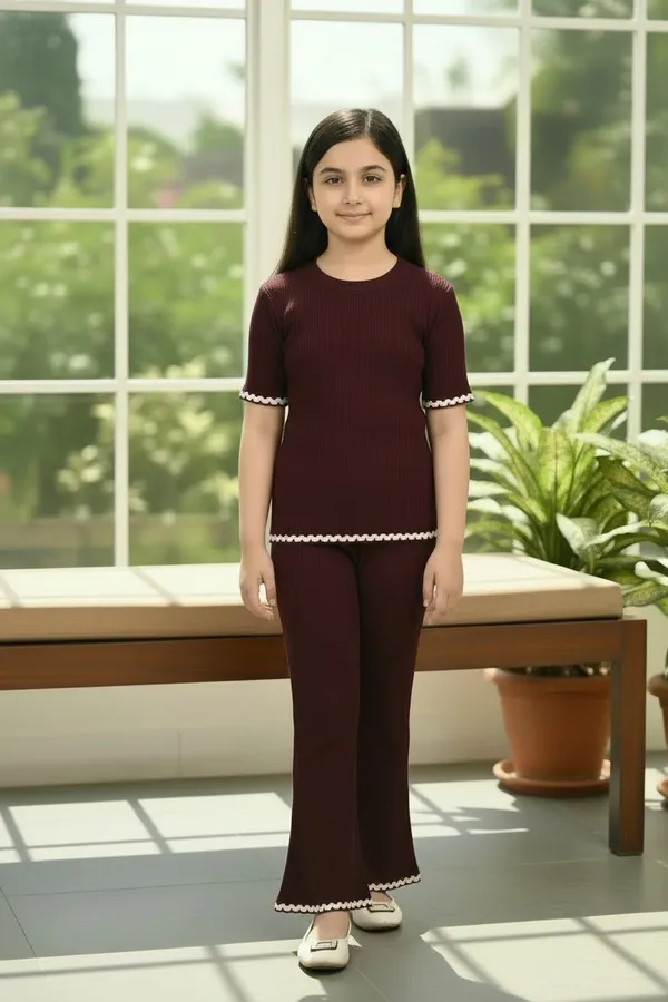 Maroon_Jacquard_Premium_Co_Ord_Set_For_Girls_Kids